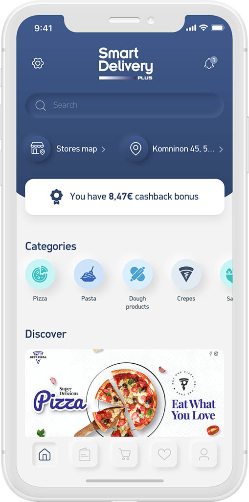 APP's home screen with cashback info